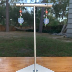 Clear blue dangle earrings